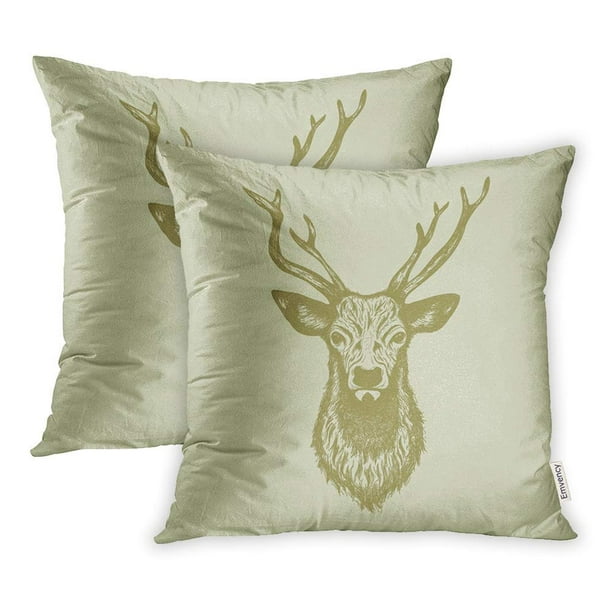 Ambesonne Antler Decor Throw Pillow Cushion Cover 16 X 16 Inches Bohemian Deer Head Skull Decorated with Roses and Feathers Hand Drawn Art Decorative Square Accent Pillow Case Multicolor 
